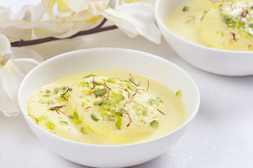 Ras malai in a bowl