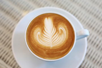 heart shape latte art of hot coffee drink tasty