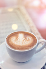 heart shape latte art of hot coffee drink tasty in cafe restaurant
