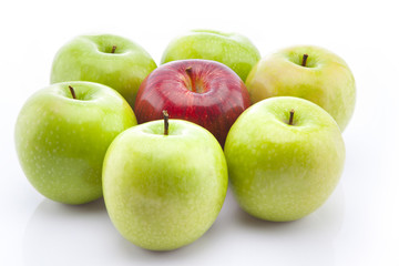 Green and red apples
