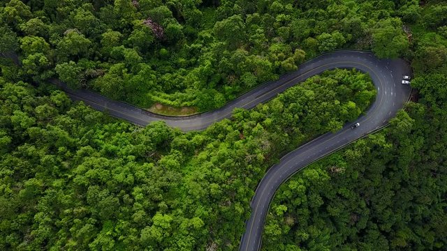 Aerial view, Beautiful road on the mountain in Chiang mai, Thailand.