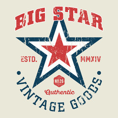 Big Star - Vintage Tee Design For Print