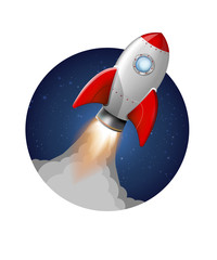 Vector rocket launch take off. startup