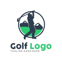 Unique golf logo with minimalist shapes and colors