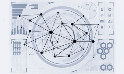 Lines and dots as networking idea drawn on white background