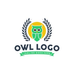 Unique owl logo with minimalist shapes and colors