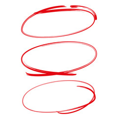 red hand drawn circle, oval markers