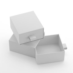 Elegant Sliding Box Mock-Up Template On Isolated White Background, 3D Illustration