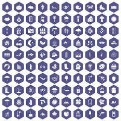 Fototapeta na wymiar 100 landscape icons hexagon purple