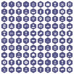 100 leadership icons hexagon purple