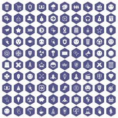 100 interface pictogram icons hexagon purple