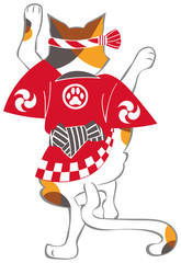 はっぴで踊るねこ