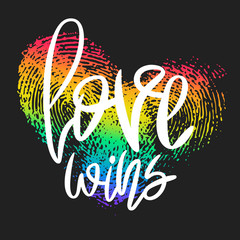 Conceptual poster with lettering and rainbow heart