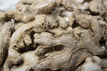 Close-up of dried ginger for sale at the market