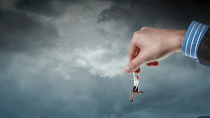 Hand of help and protection . Mixed media