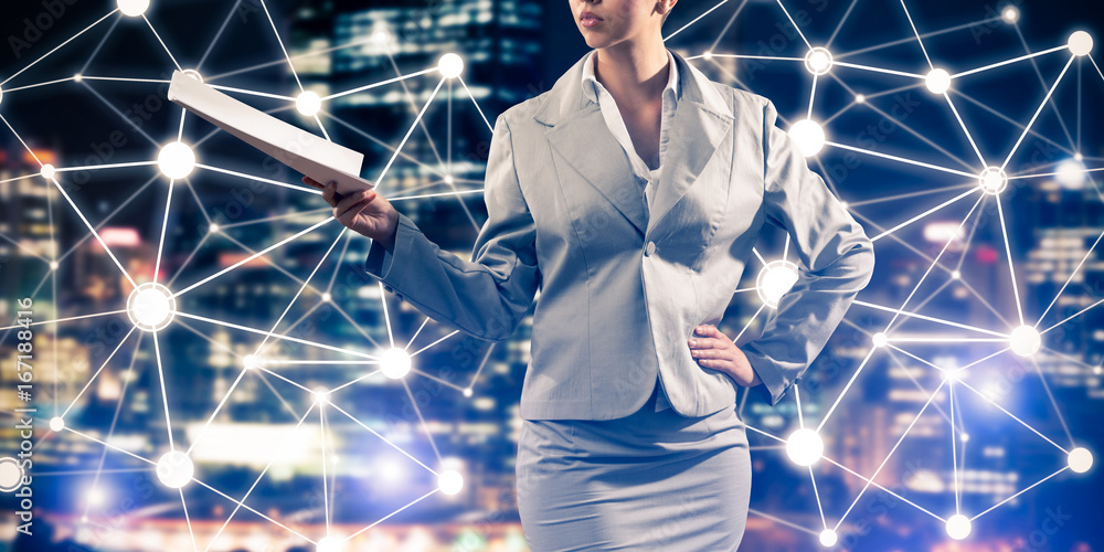 Aufkleber concept of modern business networking that connect and cooperate