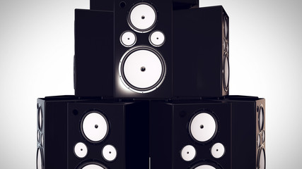 Obraz premium 3D render of Thumping Bass Speakers.