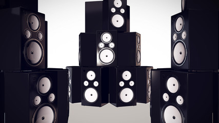 3D render of Thumping Bass Speakers.