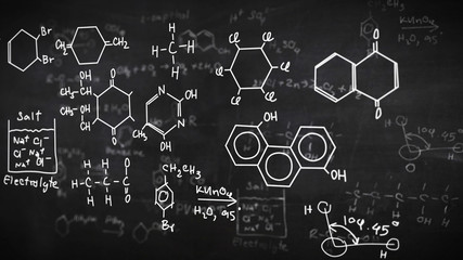 Chemical formulas on black
