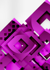 Squares geometric object in light 3d space, abstract background