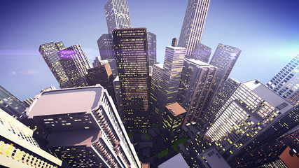 Fototapeta na wymiar Skyscrapers on a globe city.