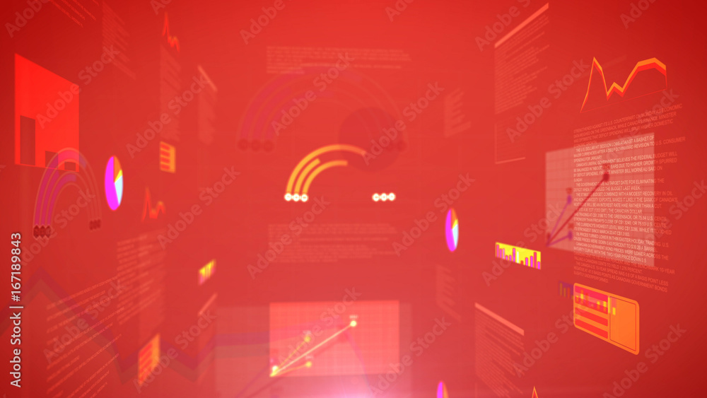 Aufkleber stock exchange chart graph with a red background