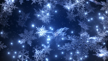 Natural Christmas snowflakes with a snowfall