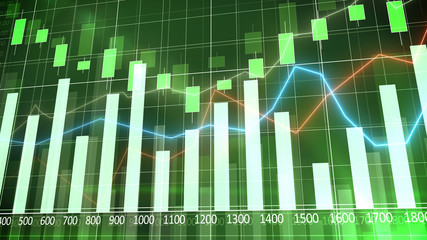 bar graph against a green background. abstraction