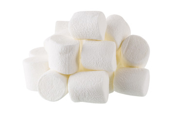 Fluffy white marshmallow isolated on white background