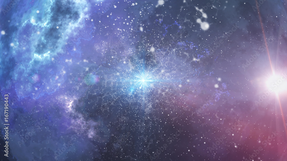 Poster 3d rendering of an abstract nebula background