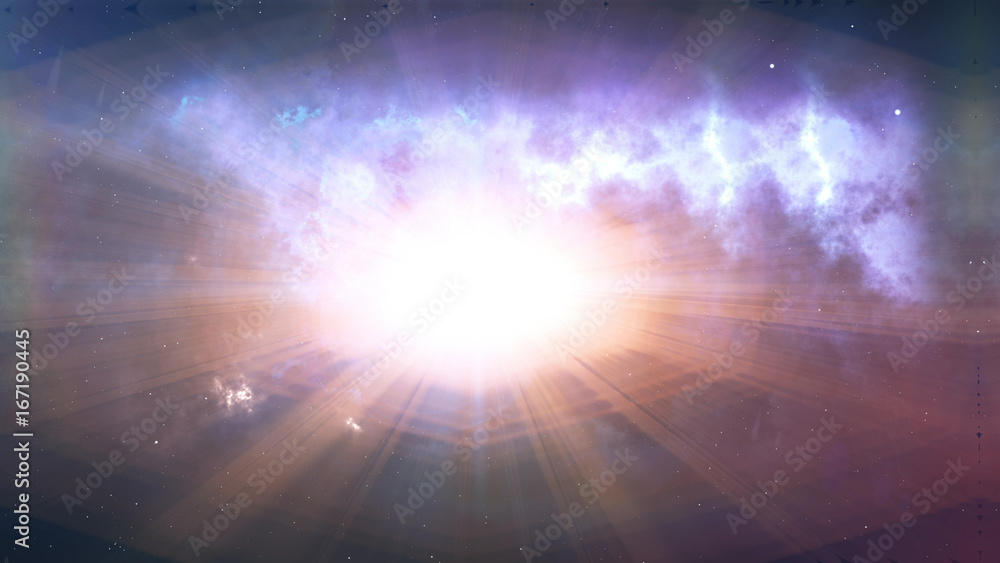 Poster 3d rendering of an abstract star on a nebula