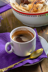 Croissants and coffee for breakfast