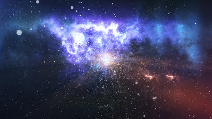 Abstract star on a beautiful nebula
