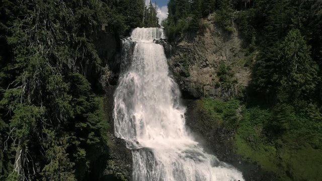Jib Crane Up Waterfall on Beautiful Sunny Day