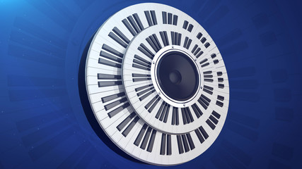 Audio dynamics monitor in two circular piano