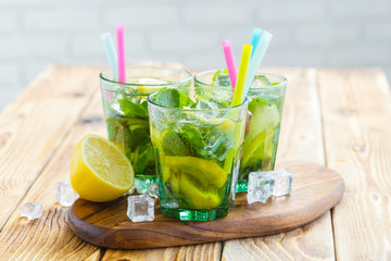 Fresh lemonade with ice