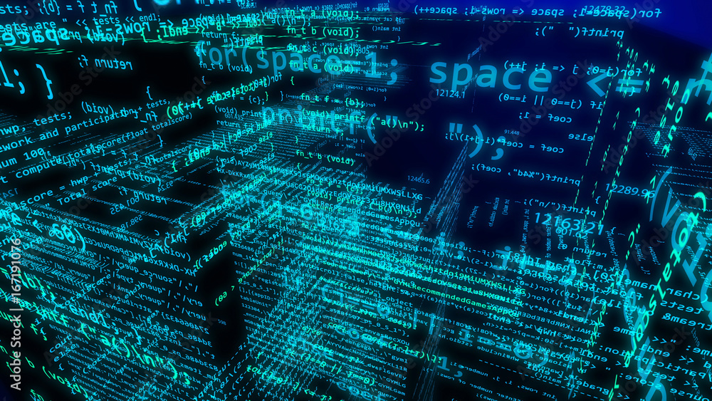 Aufkleber cyberspace in 3d dimensions with numerous digits