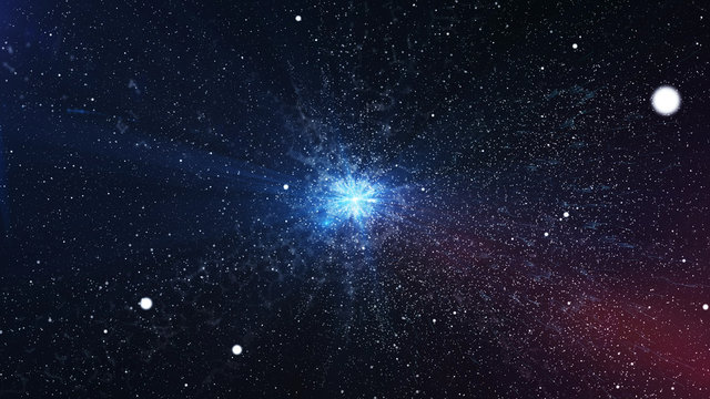 Impressive Big Bang with bright stars in the space