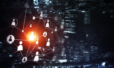 Obraz premium Modern wireless technologies as means of communucation and networking on dark background
