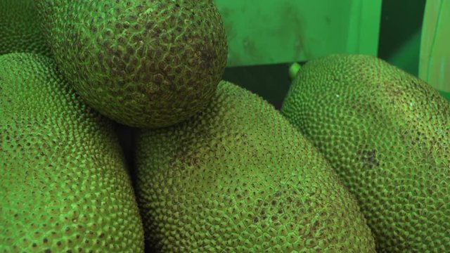 Jackfruit sold in supermarket stock footage video