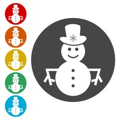 Snowman icons set vector - Illustration 
