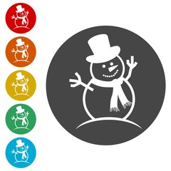 Snowman icons set vector - Illustration 