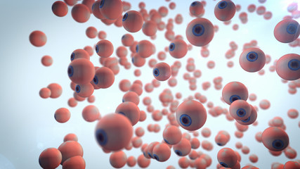 A lot of eyeballs hang in the air. Security concept.