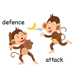 Meubelstickers Aap Tegenover verdediging en aanval illustratie