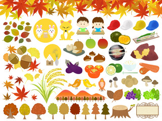 秋のイラスト素材セット