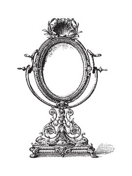 Old Mirror - Vintage Illustration