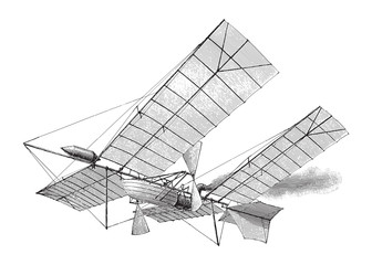 Old airplane - vintage illustration