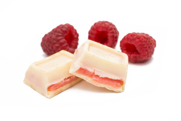 White chocolate with raspberries