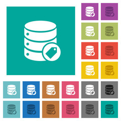 Database tag square flat multi colored icons
