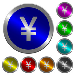 Japanese Yen sign luminous coin-like round color buttons